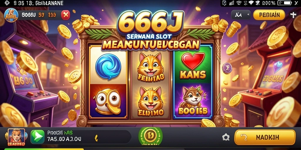 Tampilan seru gameplay Slot 666J yang penuh warna.