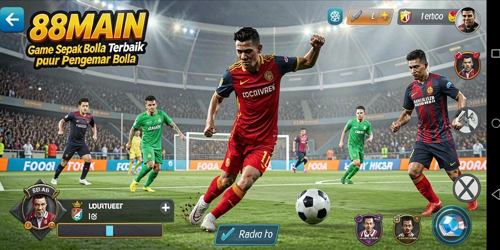 Tangkapan layar 88MAIN menampilkan aksi bermain sepak bola yang seru.