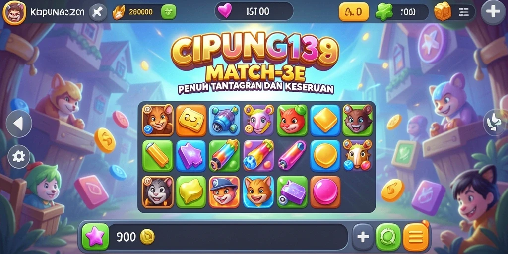 Tampilan animasi menawan dalam gameplay Match-3 CIPUNG138.