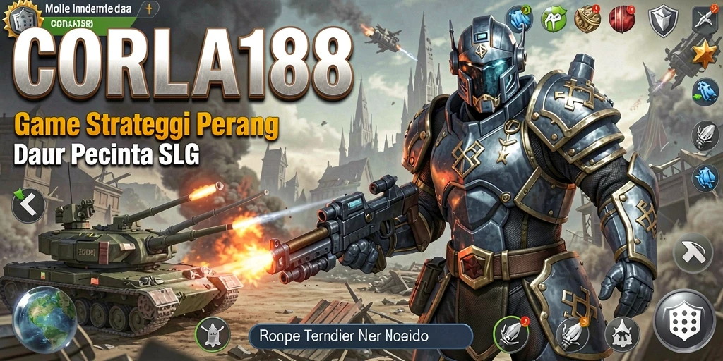 Tangkapan layar utama CORLA188 menampilkan pertempuran strategis yang intens.