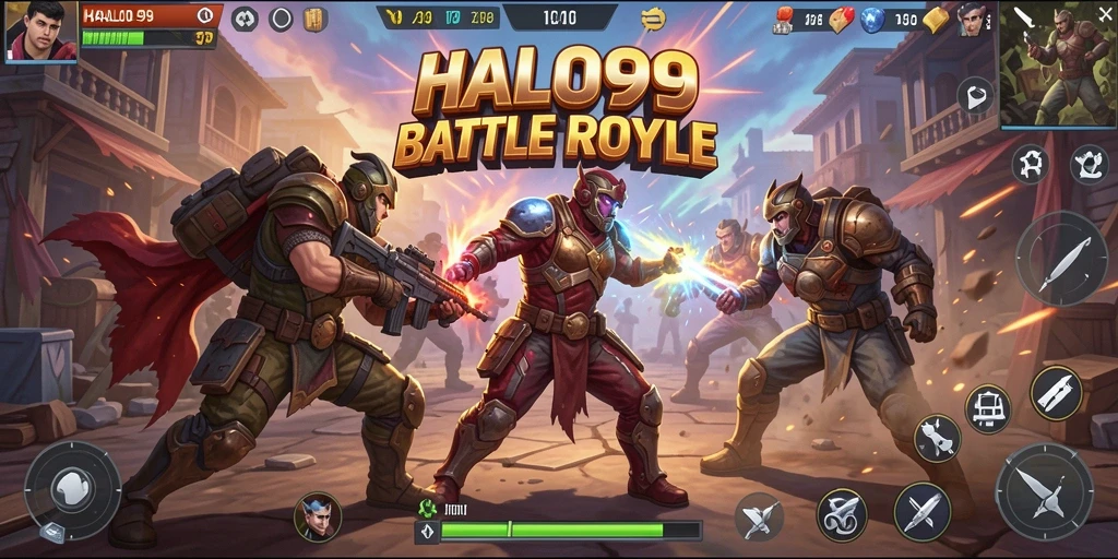 Tampilan menarik dari gameplay HALO99 dalam pertandingan Battle Royale.