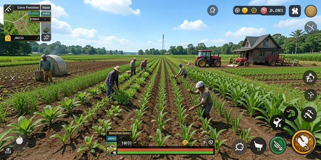 Screenshot JIN33 menampilkan gameplay pertanian yang menarik dan interaktif.