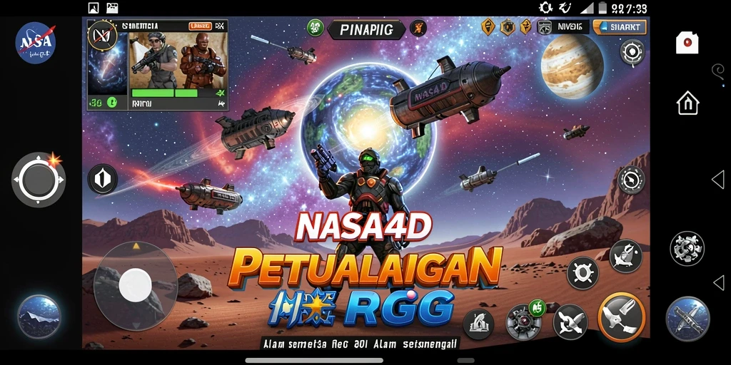 Tampilan gameplay NASA4D yang menakjubkan dengan petualangan luar angkasa.