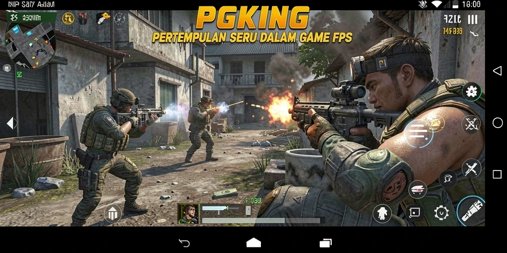 Screenshot utama PGKING menampilkan aksi pertempuran yang menegangkan.