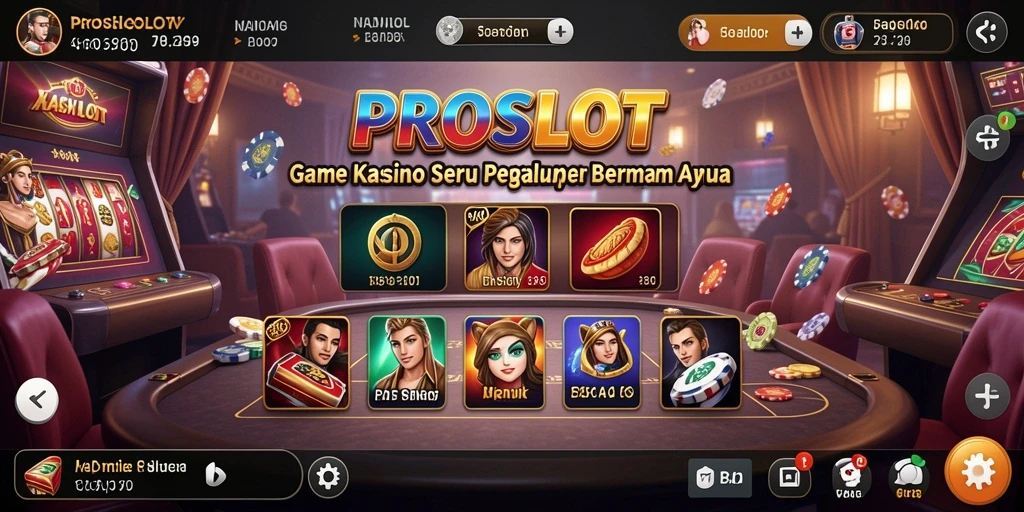 Tampilan gameplay seru dan interaktif dari PROSLOT di kasino.