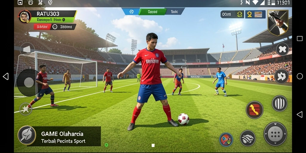 Screenshot utama RATU303 menampilkan pemain dalam aksi olahraga yang mendebarkan.