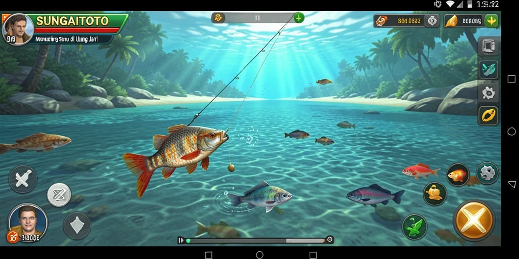 Screenshot SUNGAITOTO yang menampilkan aksi memancing seru.