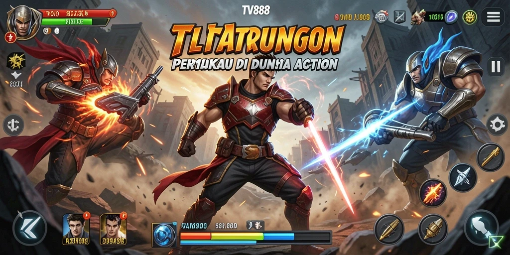 Tangkapan layar utama TV888 menampilkan aksi pertarungan yang seru.